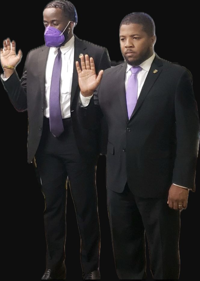The two Spring 2020 line members standing together